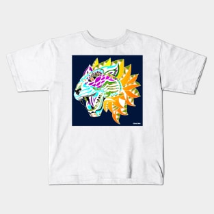 blue indigo the wild tiger in ecopop flames Kids T-Shirt